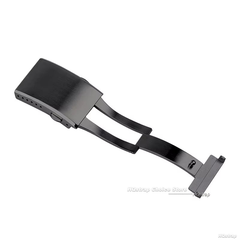 Extended Fold Solid Watch Buckle for Seiko 18Mm 20Mm 22Mm Silver Double Push Safety Milled Clasp Stainless Steel Watchband Clasp