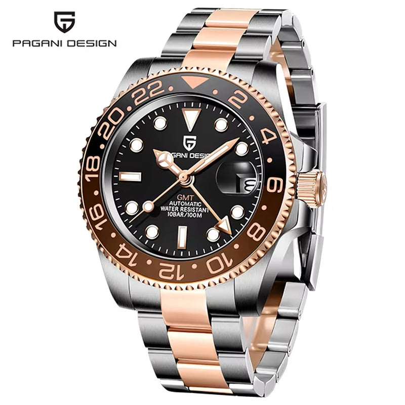 Men Automatic Watches Sapphire Glass 40Mm Ceramic GMT Mechanical Wristwatch Top Brand Sports Waterproof Men Watch