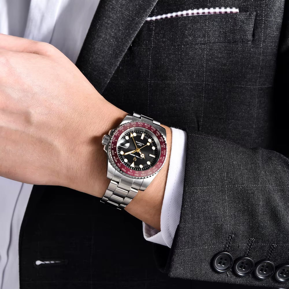 2024 NEW 40MM NH34 GMT Men'S Automatic Mechanical Watch Stainless Steel Luminous Waterproof Sapphire Men Watches