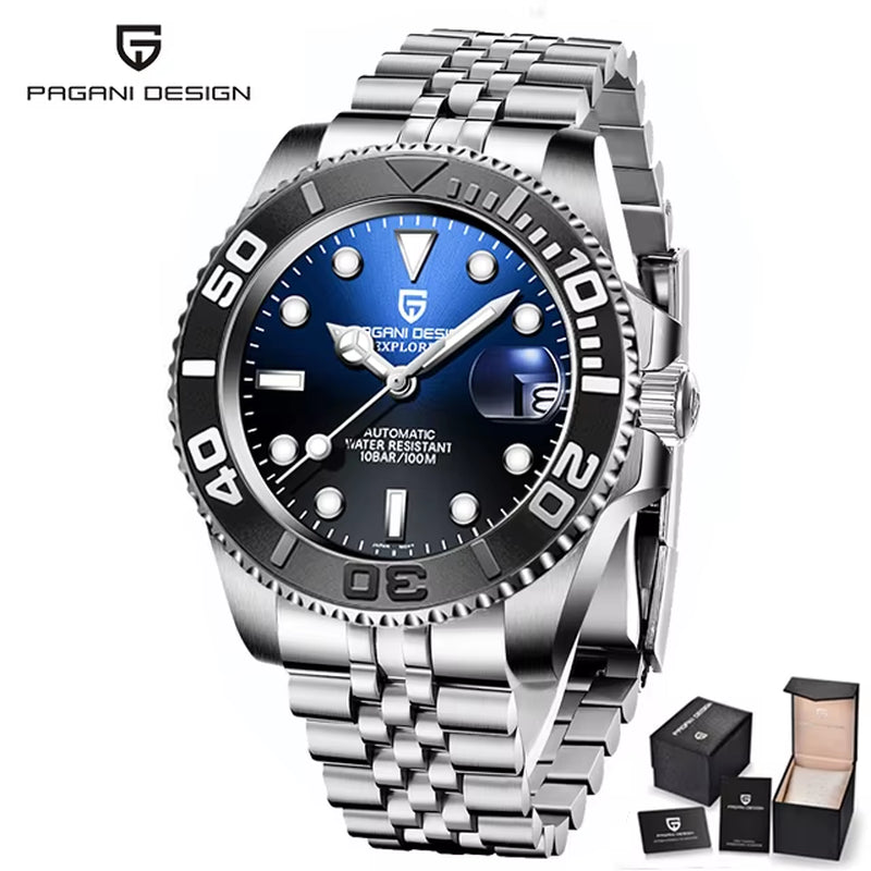 Automatic Men'S Waterproof Calendar Mechanical Watch Stainless Steel Luminous Sapphire Top-Level Watch PD-1651