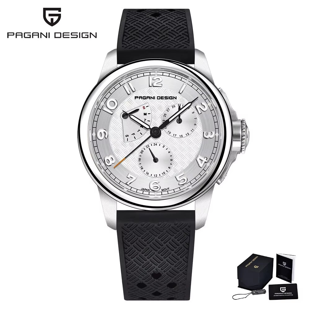 PAGANI DESIGN 2024 New Men'S Quartz Watches VH88 Multifunction Stainless Steel Sapphire Business Sport Clock Watch for Men