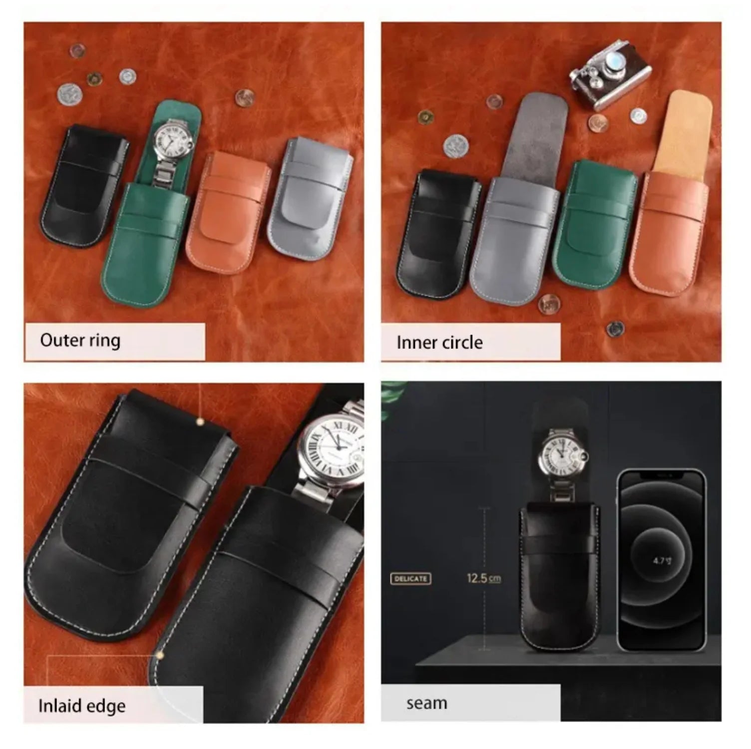 PU Leather Watch Pouch - Stylish and Protective Storage for Your Timepiece