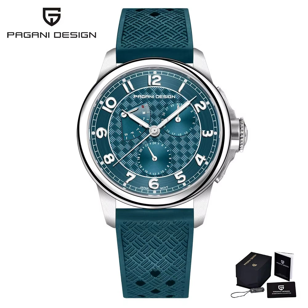 PAGANI DESIGN 2024 New Men'S Quartz Watches VH88 Multifunction Stainless Steel Sapphire Business Sport Clock Watch for Men