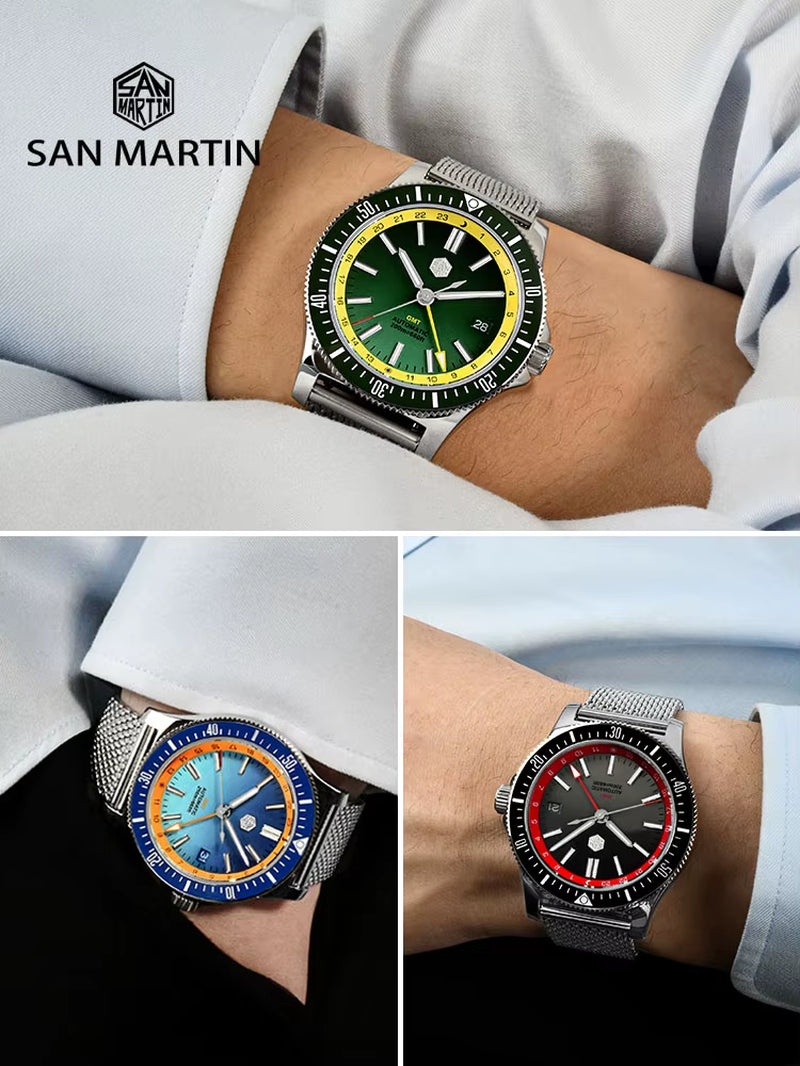 Original Design 41Mm GMT Dive Watch NH34 Automatic Mechanical Quick Release Bracelet Waterproof 200M Luminous SN0119