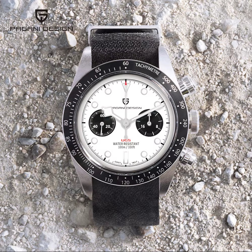 Panda Retro Men'S Watches Top Luxury Quartz Watch for Men Chronograph Waterproof Sapphire Mirror Luminous Man Gift