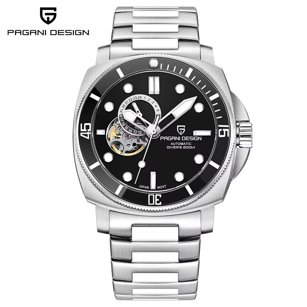 Brand Sports Men Mechanical Watch Fashion Sapphire 200M Waterproof Automatic Timecode Relogio Masculino 2024 New