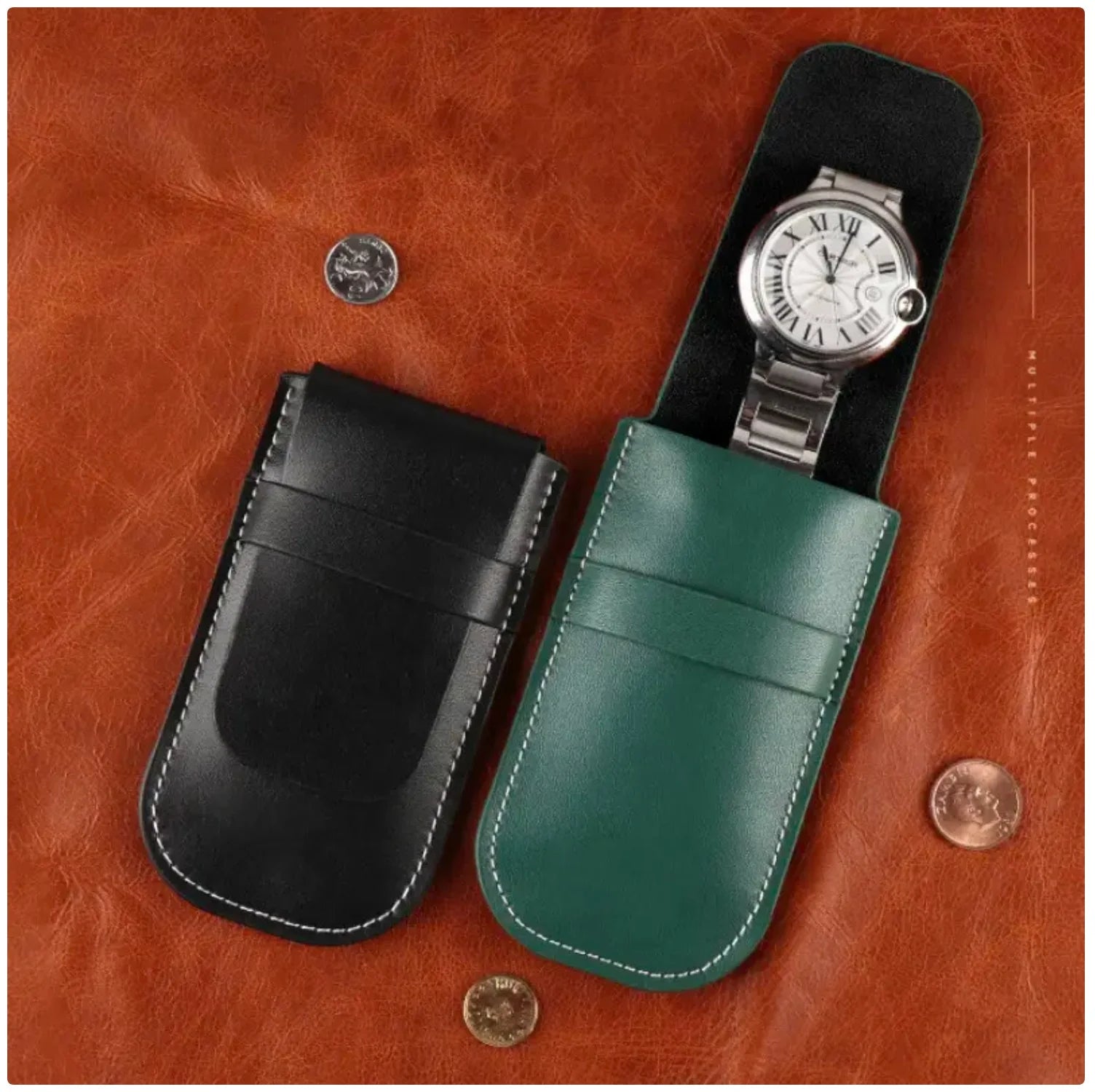 PU Leather Watch Pouch - Stylish and Protective Storage for Your Timepiece