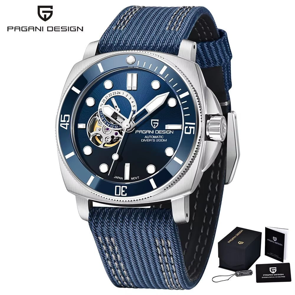 Brand Sports Men Mechanical Watch Fashion Sapphire 200M Waterproof Automatic Timecode Relogio Masculino 2024 New