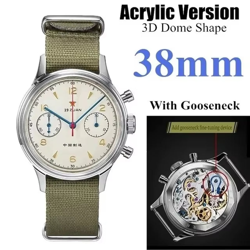 38Mm 40Mm Seagull 1963 Chronograph 21 Zuan with ST19 Movement with Swan Neck Mechanical Watches for Man Sapphire Clocks