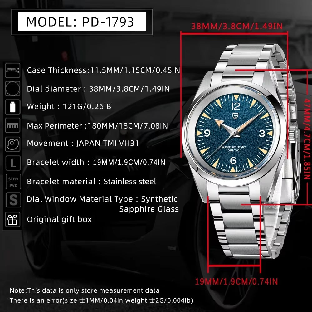 2025 New VH31 Casual Men'S Quartz Watch Luxury Sapphire Stainless Steel Waterproof 10Bar Luminous C3 Reloj Hombre