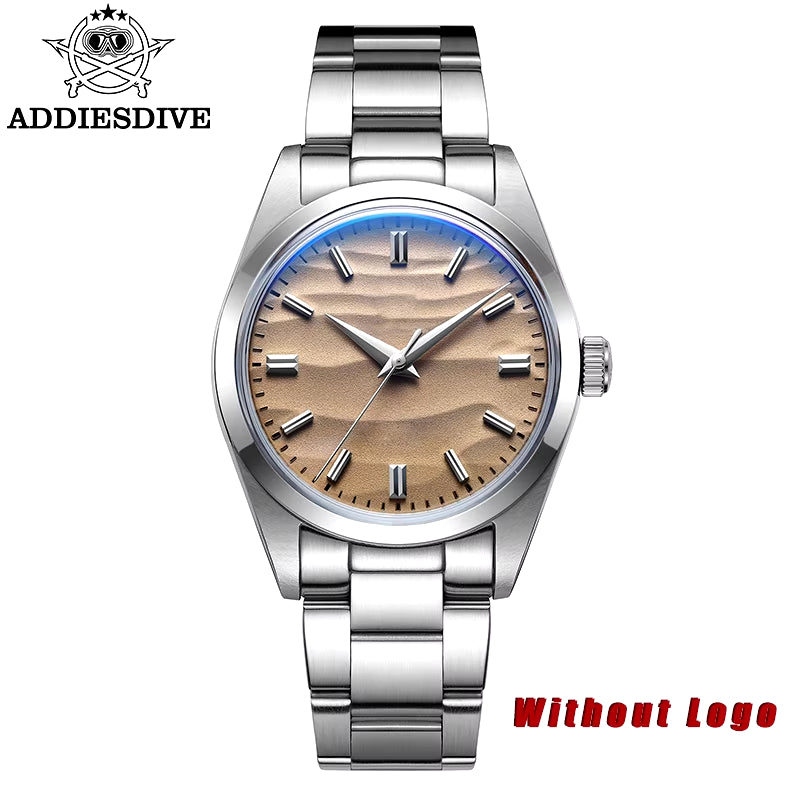 Men'S Watch Sand Dial 36Mm Quartz Watch 100M Waterproof 316L Stainless Steel AR Coated Dome Glass Wristwatch for Men