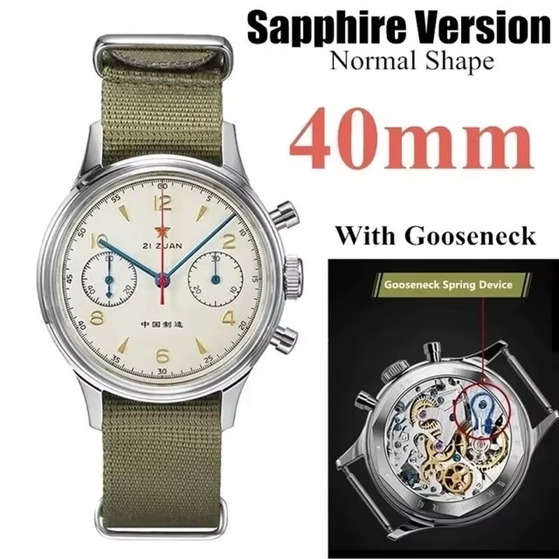 38Mm 40Mm Seagull 1963 Chronograph 21 Zuan with ST19 Movement with Swan Neck Mechanical Watches for Man Sapphire Clocks