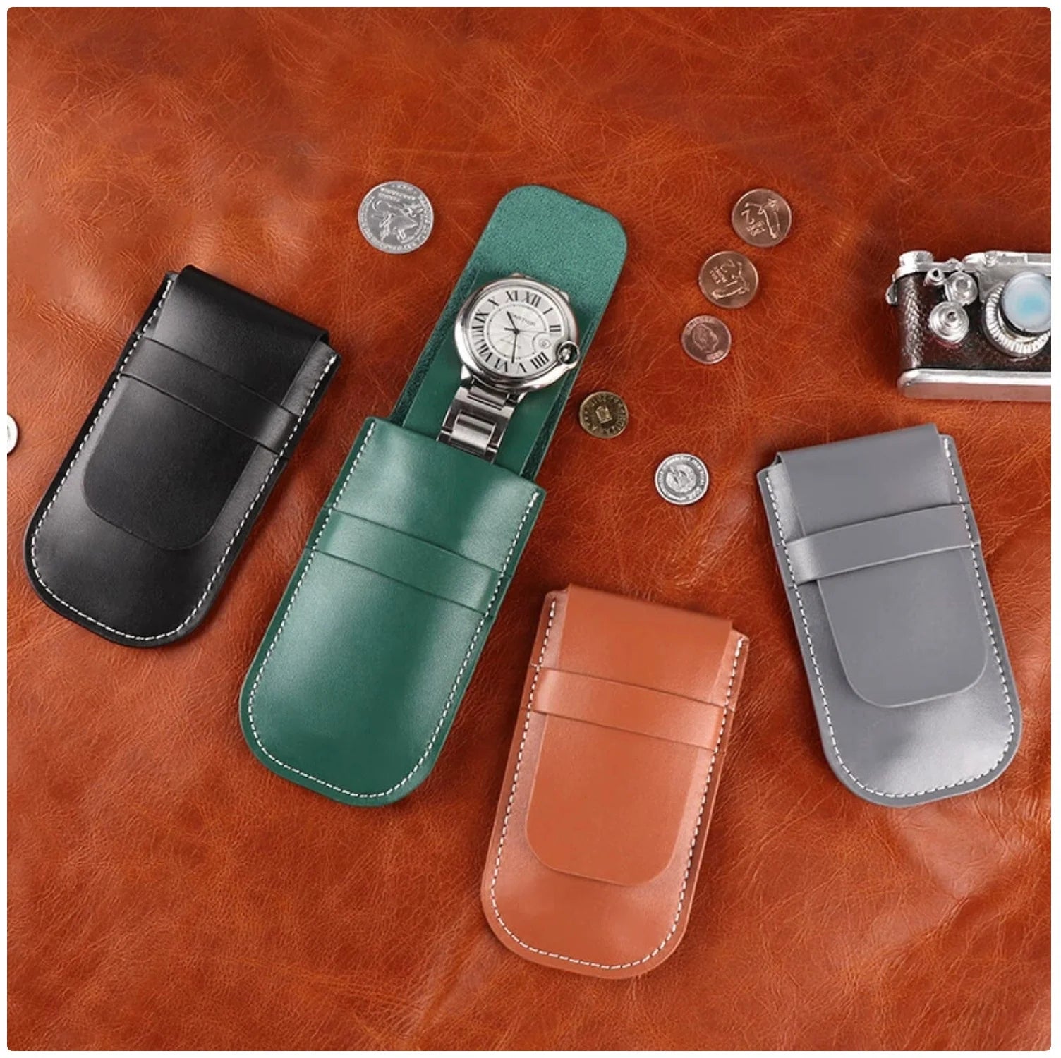 PU Leather Watch Pouch - Stylish and Protective Storage for Your Timepiece