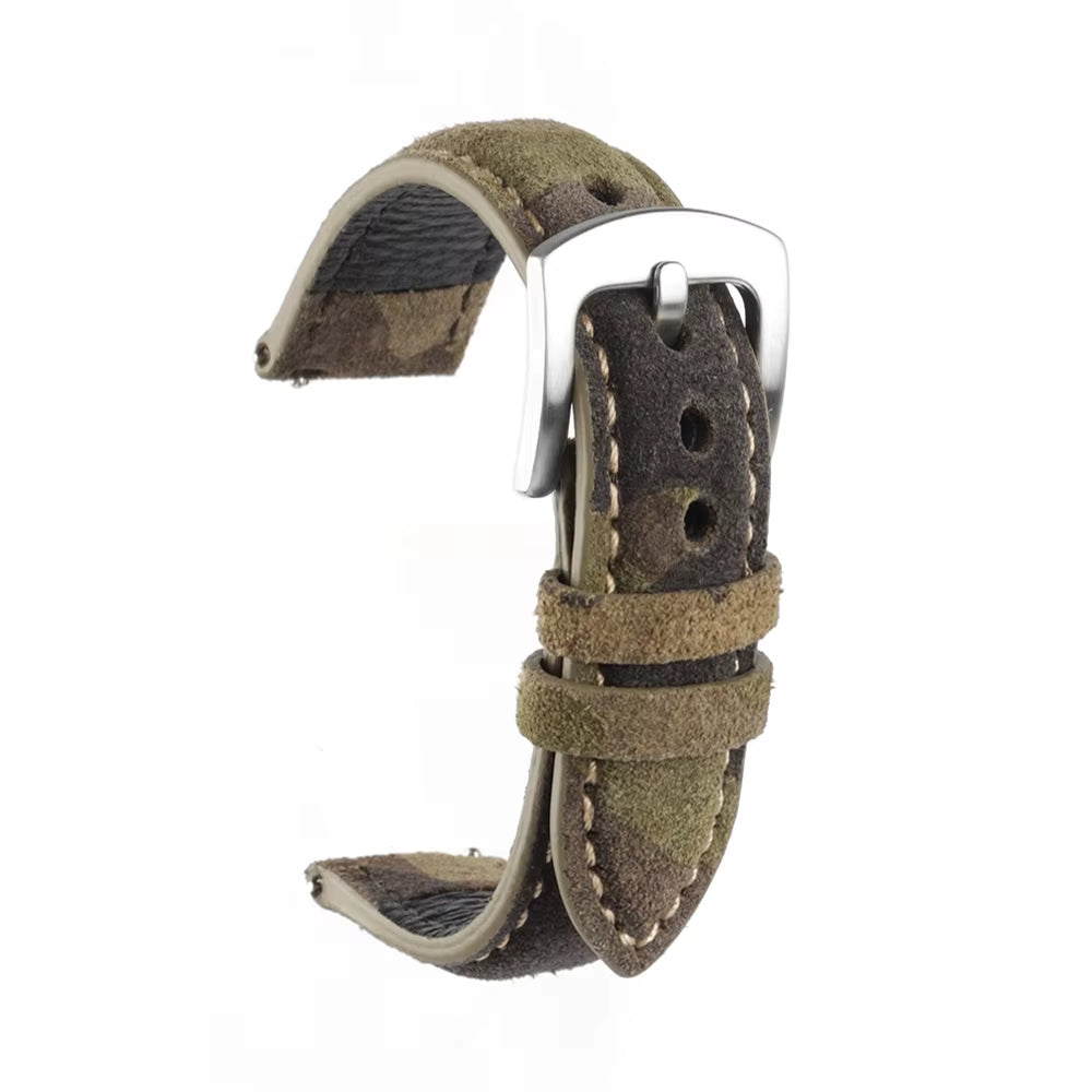 Suede Leather Watch Strap 18Mm 19Mm 20Mm 22Mm Band Vintage Handmade Watchband Grey Brown Replacement Belts for Watch Accessories