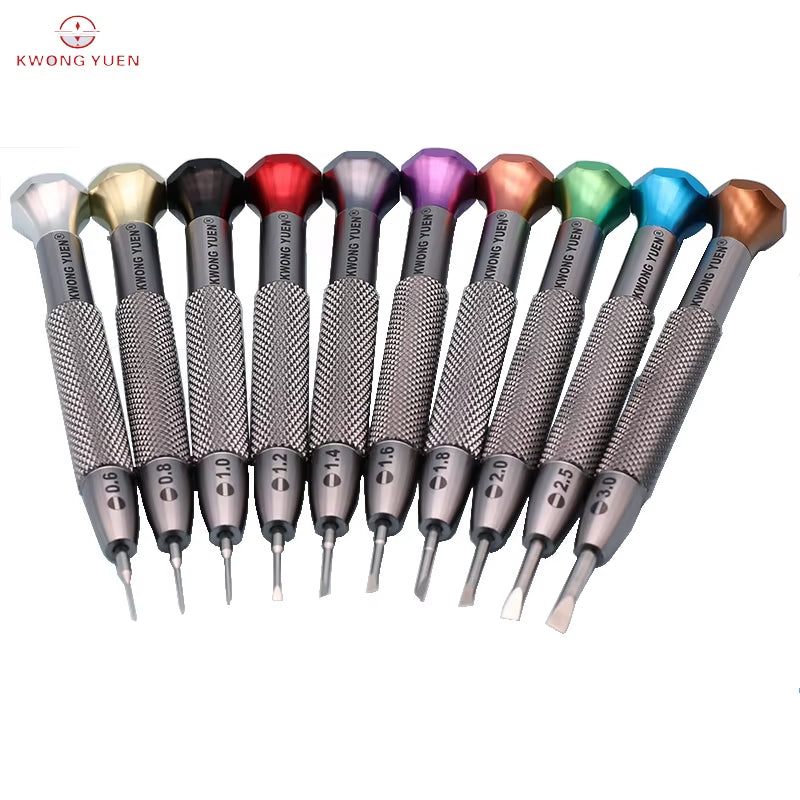 10PCS Watch Repair Anti-Slip High-Quality Stainless Steel Screwdriver Set Flat Blade 0.6-3.0Mm for Watchmaker Eyeglass Sunglass