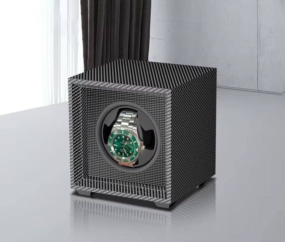 Automatic Winding Watch Winder 1Slot Watch Box S1 Model Black and Red and Carbon Fiber Color