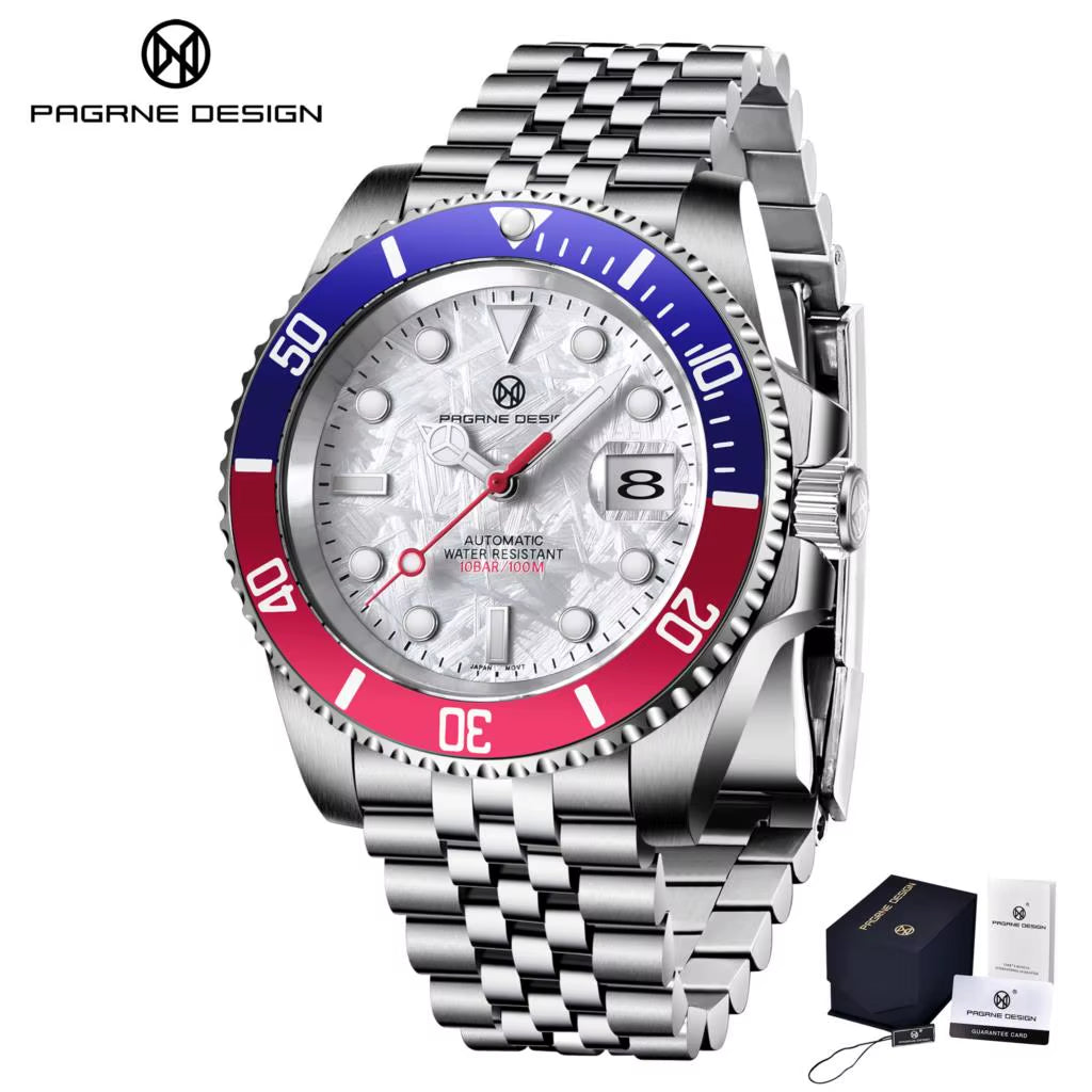 2025 New (PAGRNE)  Automatic Mechanical Watch Luxury Sports Stainless Steel Waterproof Watch NH35 Sapphire Clock