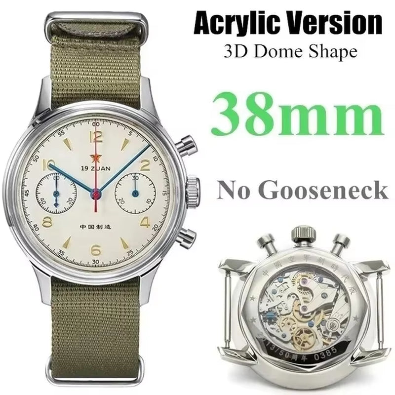 38Mm 40Mm Seagull 1963 Chronograph 21 Zuan with ST19 Movement with Swan Neck Mechanical Watches for Man Sapphire Clocks