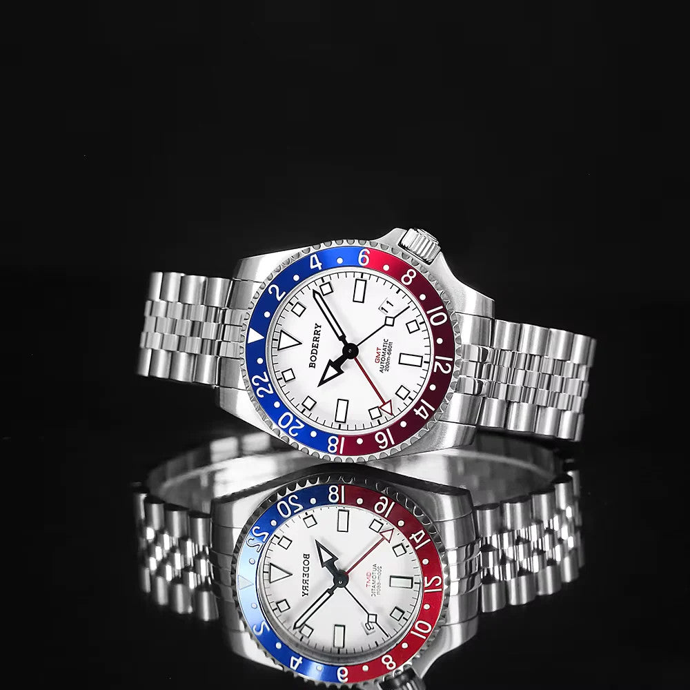 ADMIRAL GMT Watch Titanium Diver Watches 200M Waterproof Wristwatch Automatic