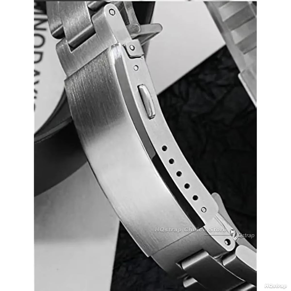 Extended Fold Solid Watch Buckle for Seiko 18Mm 20Mm 22Mm Silver Double Push Safety Milled Clasp Stainless Steel Watchband Clasp