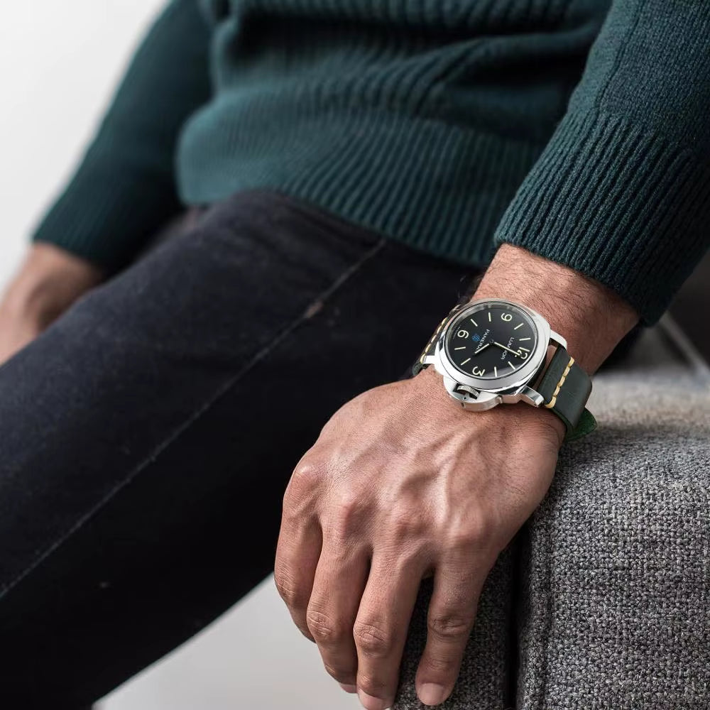 MAIKES Handmade Genuine Cow Leather Watch Band Vintage Blue Watchband Watch Bracelet 20Mm 22Mm 24Mm Watch Strap