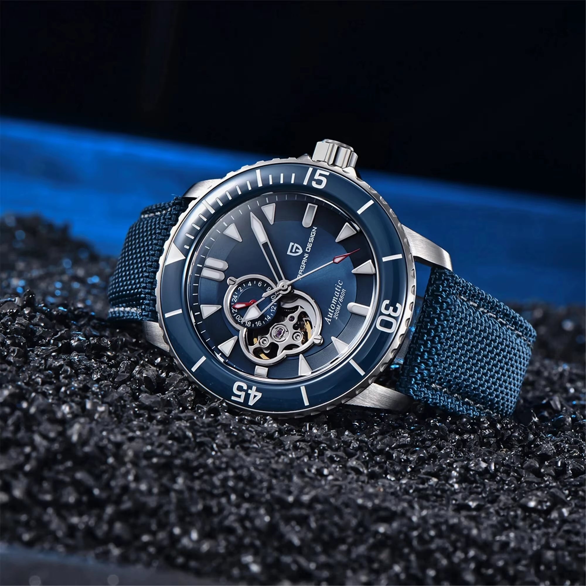 Tourbillon Men Watch Ceramic Bezel Sapphire Crystal Hollow Automatic Watches 200M Waterproof Mechanical Wristwatch