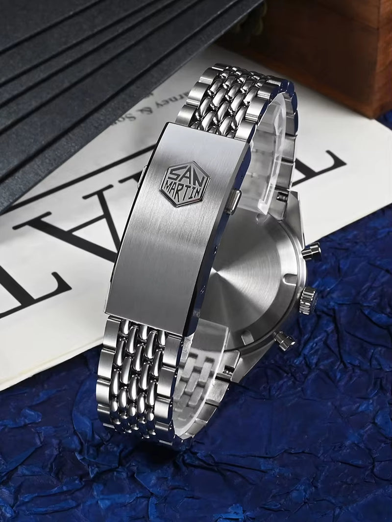 New Chronograph VK64 Quartz Watch Original Design 39.5Mm Men Sports Business Dress Watches Waterproof 100M SN0116