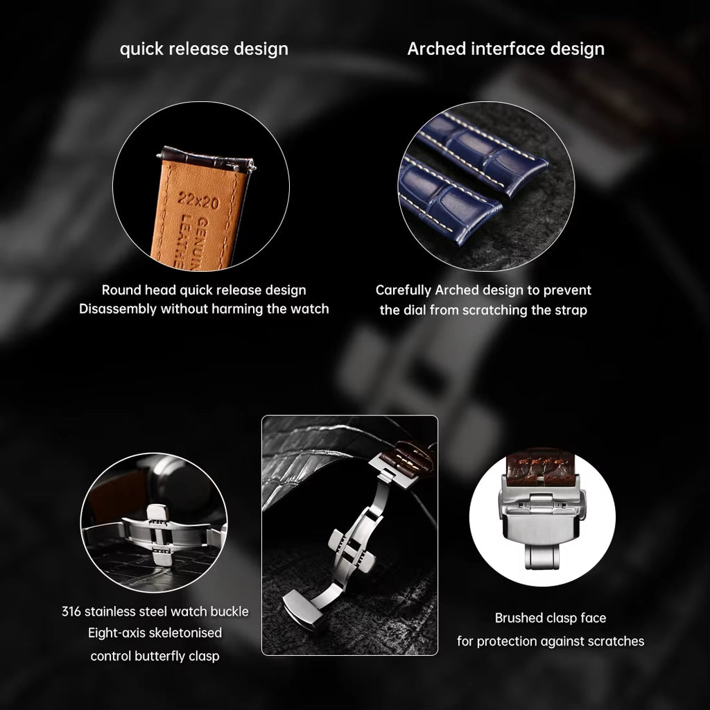 Maikes Luxury Leather Watch Strap 20Mm 21Mm 22Mm Accessories Watchbands Braceletes for Rolex Breitling Omega Watch Band