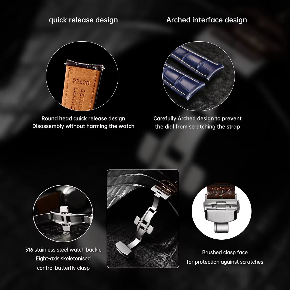 Maikes Luxury Leather Watch Strap 20Mm 21Mm 22Mm Accessories Watchbands Braceletes for Rolex Breitling Omega Watch Band