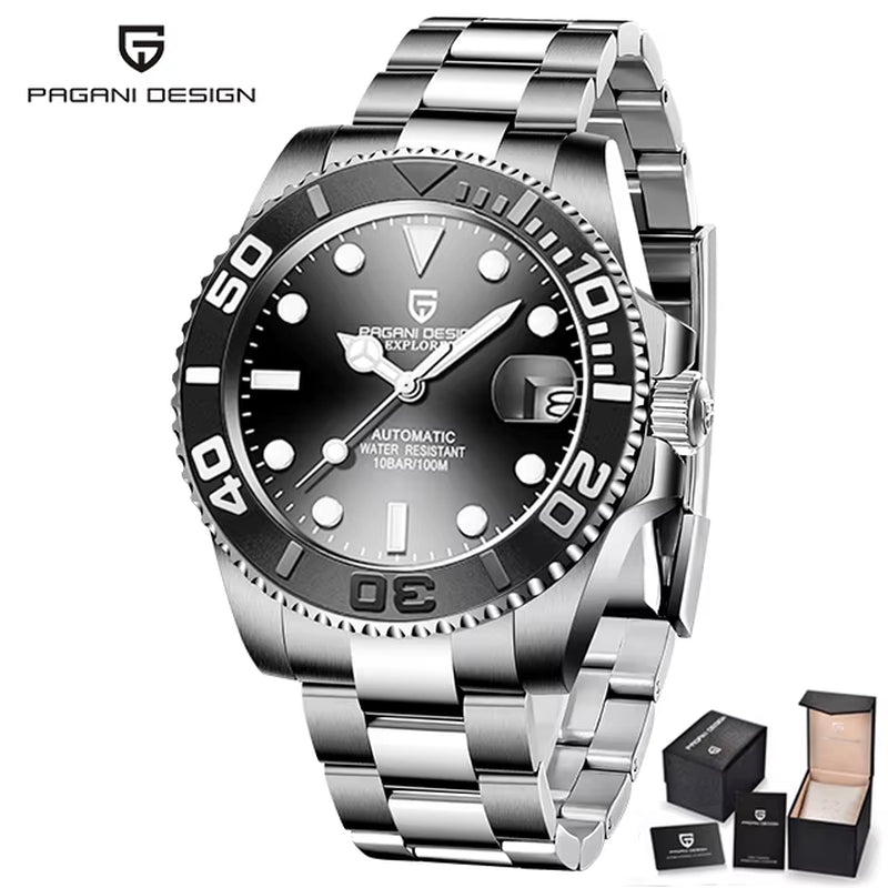 Automatic Men'S Waterproof Calendar Mechanical Watch Stainless Steel Luminous Sapphire Top-Level Watch PD-1651