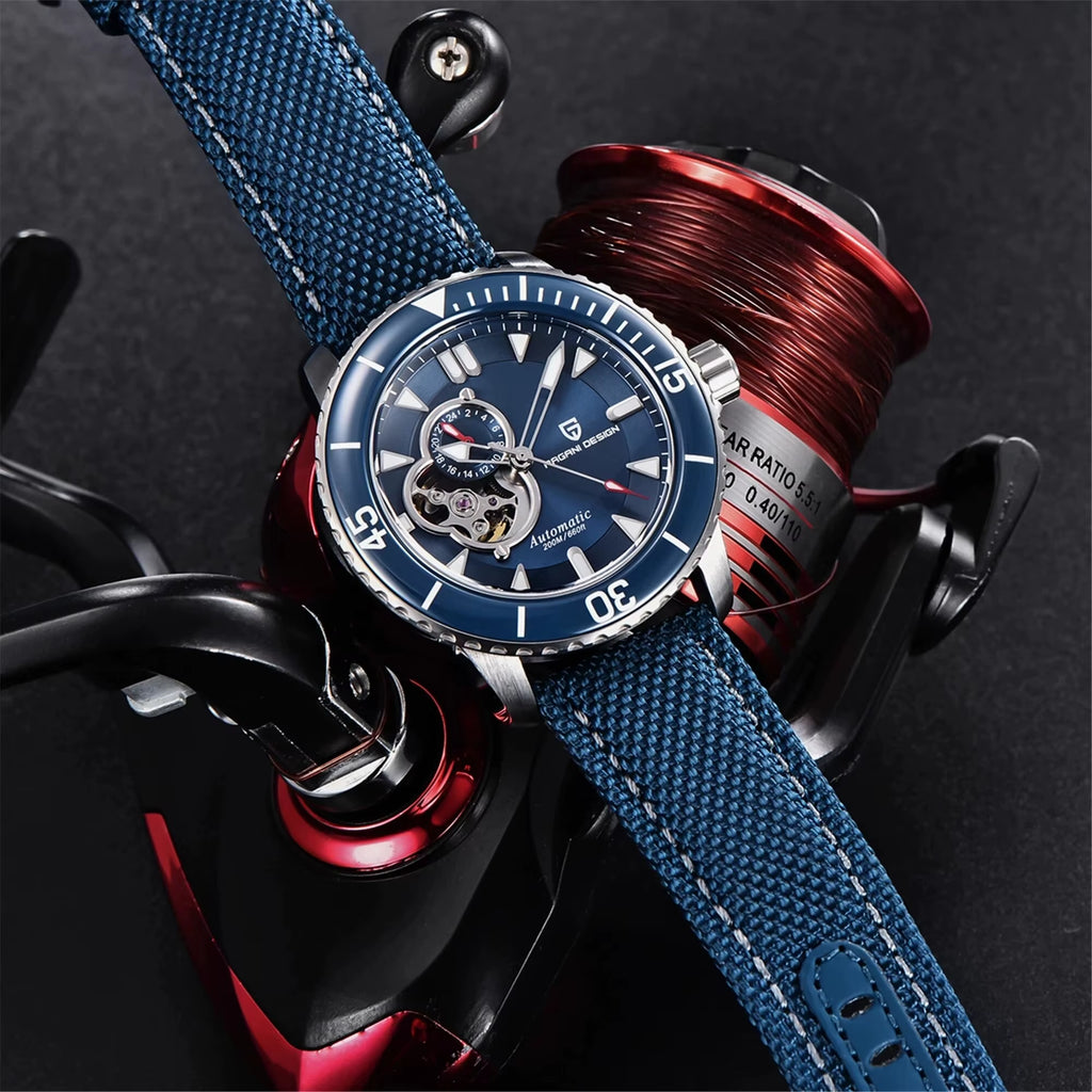 Tourbillon Men Watch Ceramic Bezel Sapphire Crystal Hollow Automatic Watches 200M Waterproof Mechanical Wristwatch