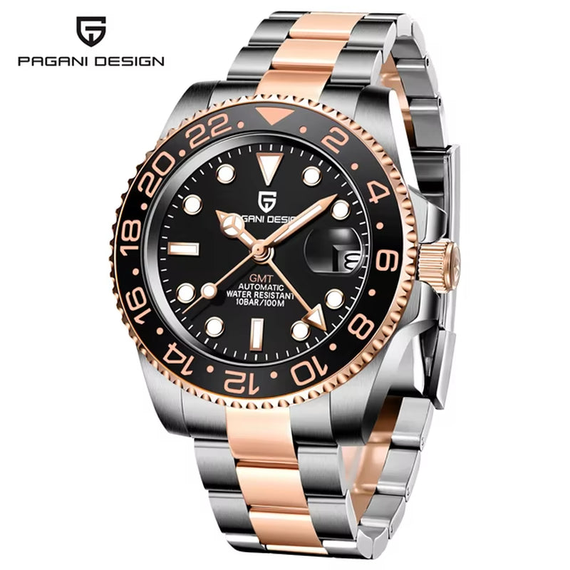 Men Automatic Watches Sapphire Glass 40Mm Ceramic GMT Mechanical Wristwatch Top Brand Sports Waterproof Men Watch
