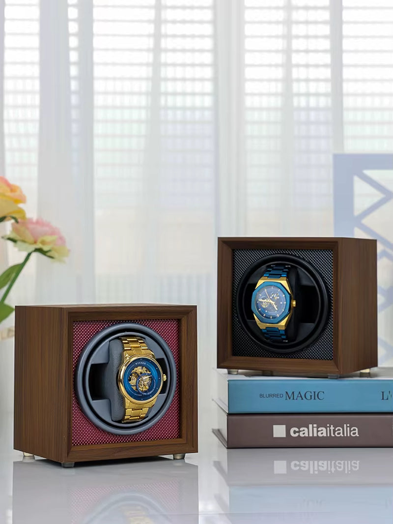 Automatic Winding Watch Winder 1Slot Watch Box S1 Model Black and Red and Carbon Fiber Color