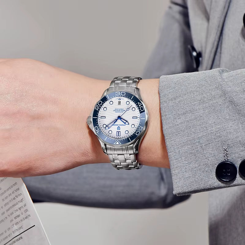 Luminous Ceramic Bezel Japan Movt Watch Sapphire Luxury All Steel Watch for Men Automatic Date Mechanical Clock