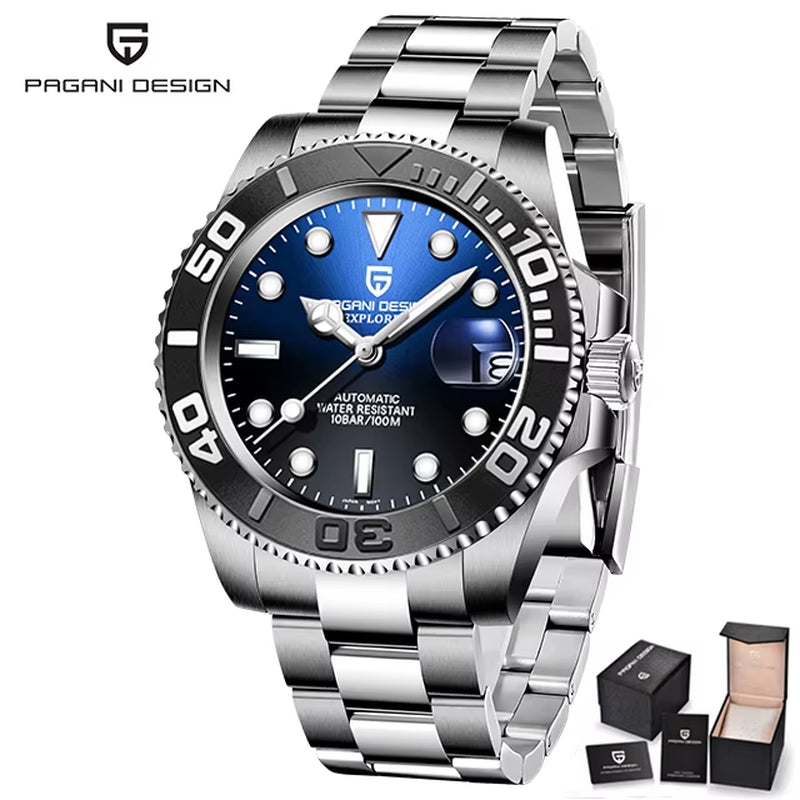 Automatic Men'S Waterproof Calendar Mechanical Watch Stainless Steel Luminous Sapphire Top-Level Watch PD-1651