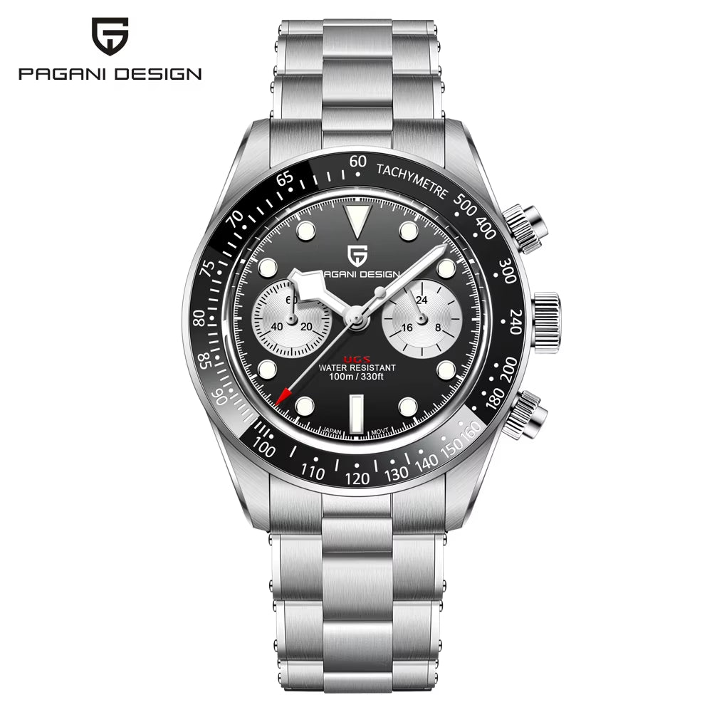 Panda Retro Men'S Watches Top Luxury Quartz Watch for Men Chronograph Waterproof Sapphire Mirror Luminous Man Gift