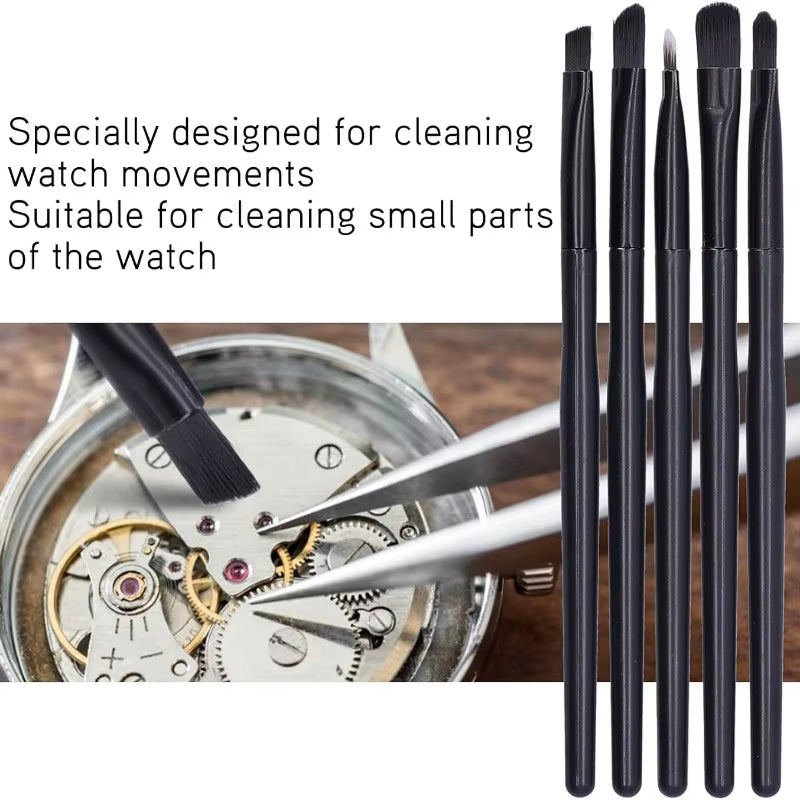 5PCS Watch Accessory Watch Cleaning Brush Set Wristwatch Movement Small Part Cleaning Soft Brushes Set Tool for Watchmaker