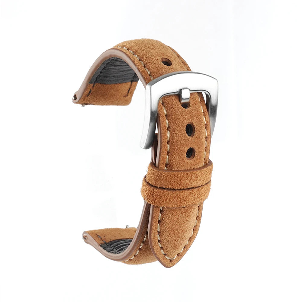 Suede Leather Watch Strap 18Mm 19Mm 20Mm 22Mm Band Vintage Handmade Watchband Grey Brown Replacement Belts for Watch Accessories