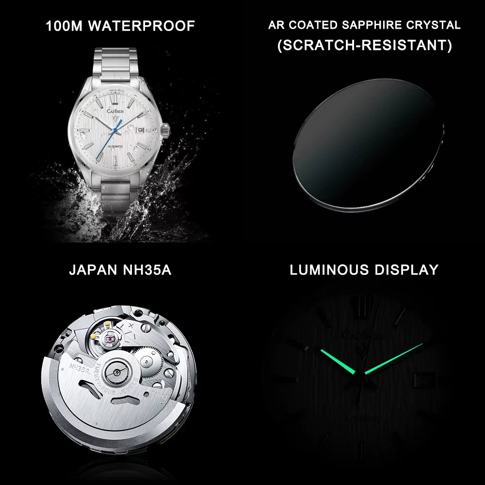 2024 New Luxury Men Mechanical Wristwatches 10Bar Waterproof Japanese NH35 Movement Automatic Watch Steel Watch for Men