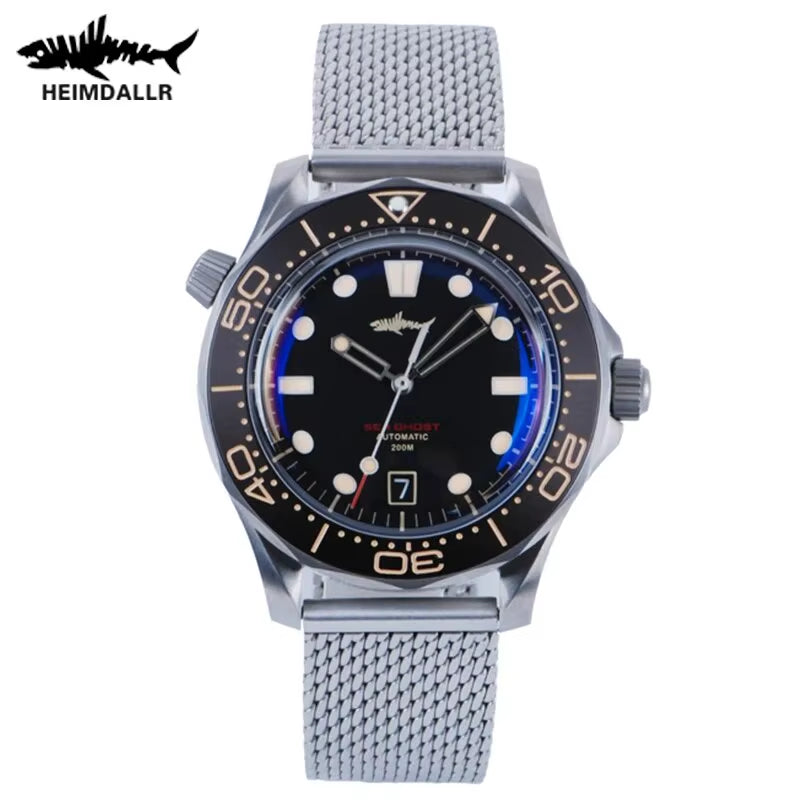 Watch Titanium Sea Ghost NTTD NH35 Automatic Mechanical C3 Luminous Steel Nylon White Black Dial 200M Dive Watches Men