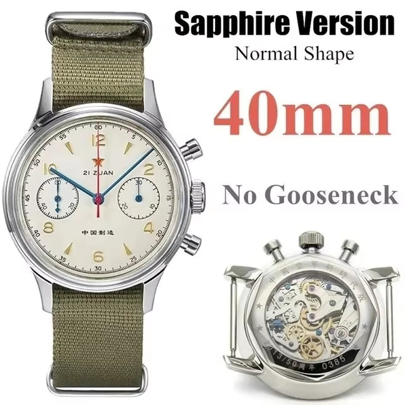 38Mm 40Mm Seagull 1963 Chronograph 21 Zuan with ST19 Movement with Swan Neck Mechanical Watches for Man Sapphire Clocks