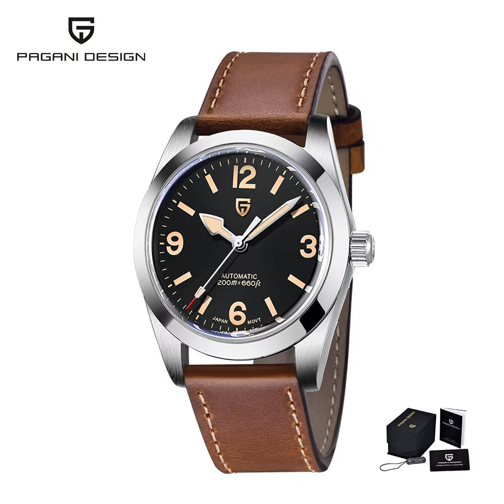 PAGANI DESIGN 2024 New 36MM Men Automatic Mechanical Watches NH35 Sapphire Stainless Steel AR Coating 20Bar Clock Watch for Men