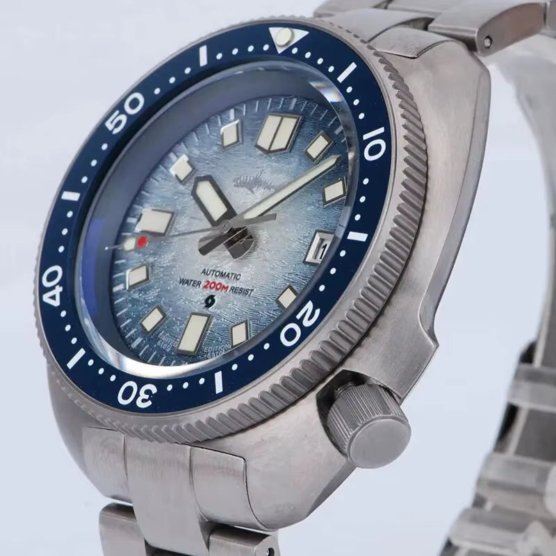 Turtle Diver Watch Mens Titanium Case Sapphire 200M Waterproof Japan NH35 Automatic Movement Mechanical Wristwatches