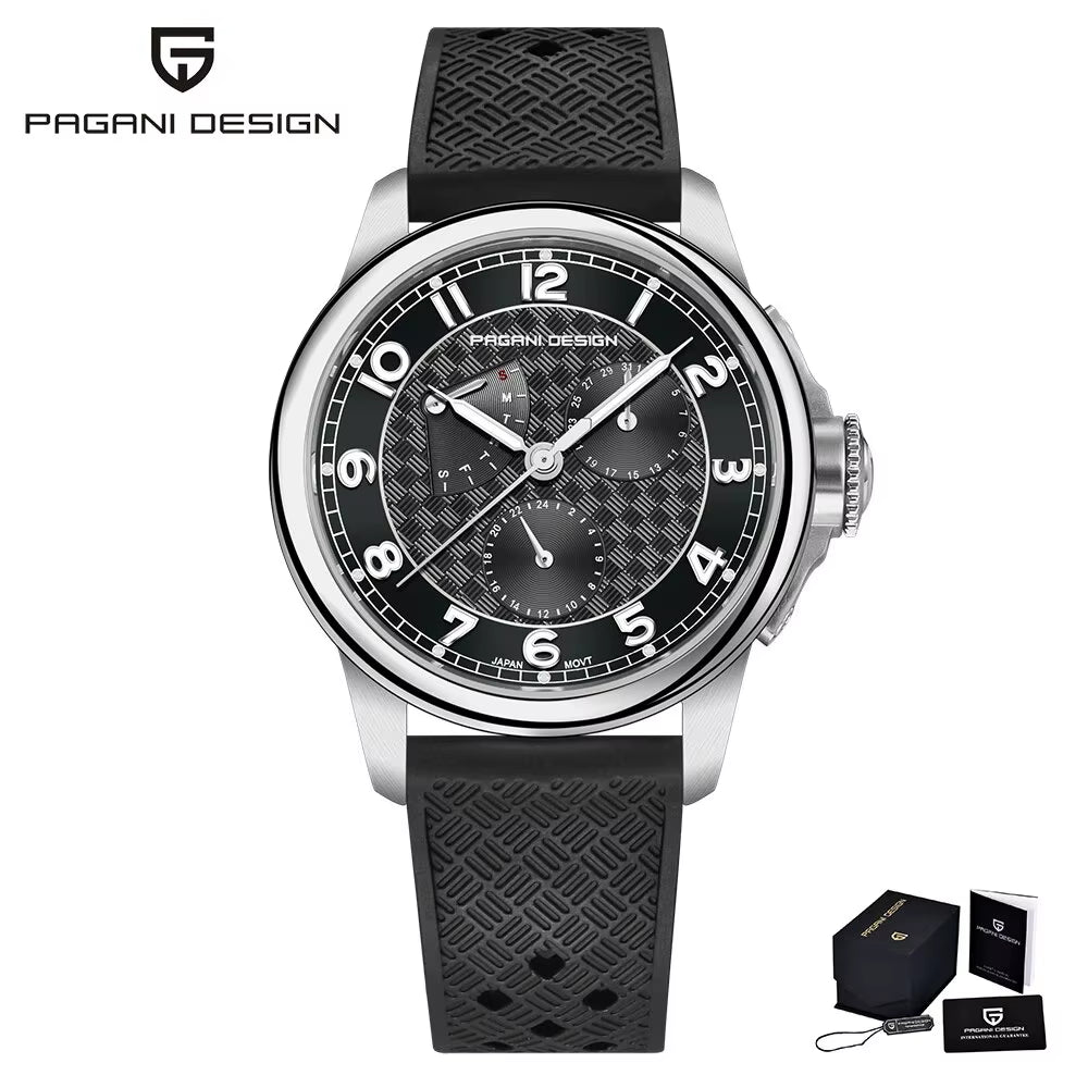 PAGANI DESIGN 2024 New Men'S Quartz Watches VH88 Multifunction Stainless Steel Sapphire Business Sport Clock Watch for Men