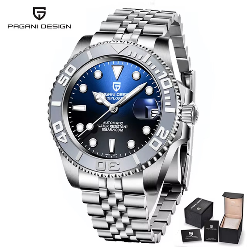 Automatic Men'S Waterproof Calendar Mechanical Watch Stainless Steel Luminous Sapphire Top-Level Watch PD-1651