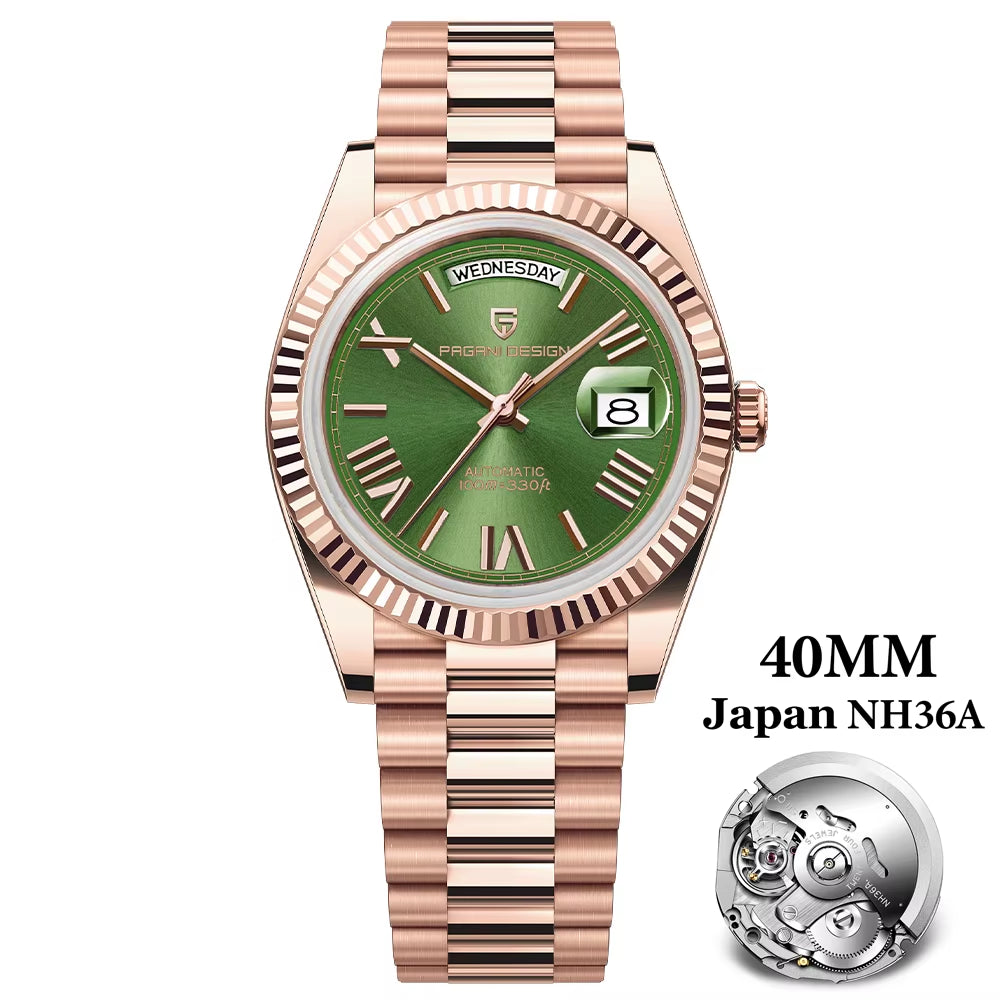 DD40 Luxury Rose Gold Men'S Watches Automatic Mechanical Watch for Men AR Sapphire Glass Date Wrist Watch Men 2024