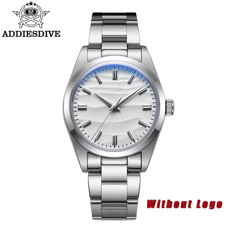 Men'S Watch 36Mm Quartz Watch Diving 100M Sand Dial 316L Stainless Steel AR Bubber Glass Fashion Wristwatch for Men