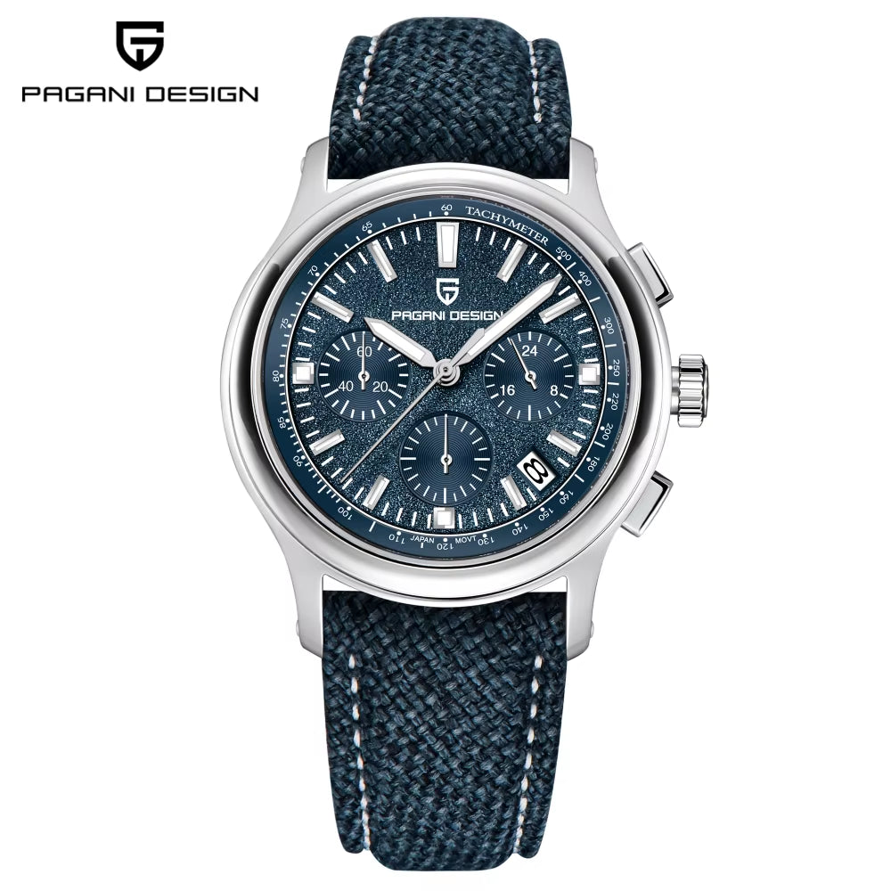 2024 New 40Mm Men Classic Sport Quartz Watch Japan VK63 100M Water Resistant Sapphire Stainless Steel Chronograph