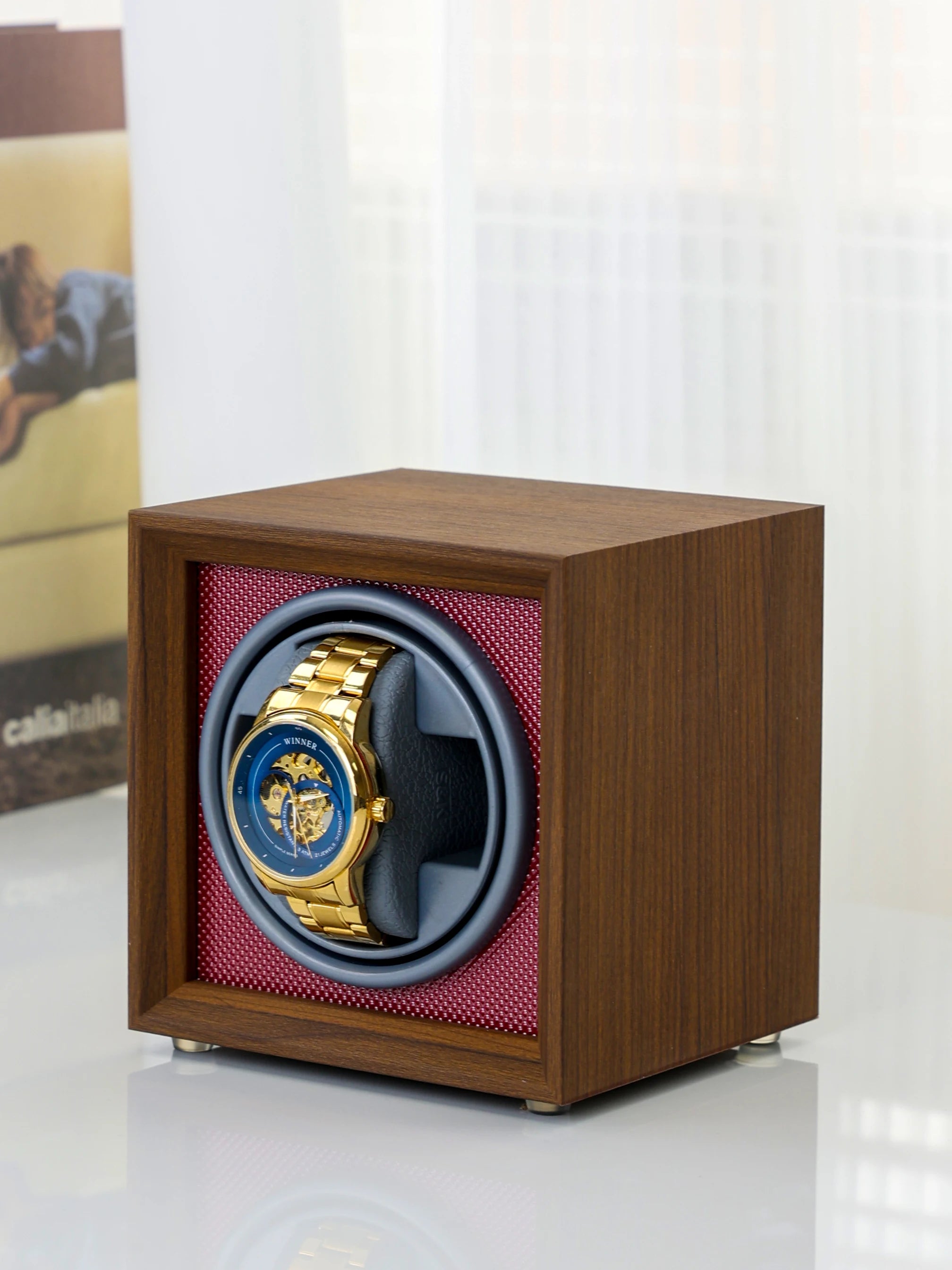 Automatic Winding Watch Winder 1Slot Watch Box S1 Model Black and Red and Carbon Fiber Color