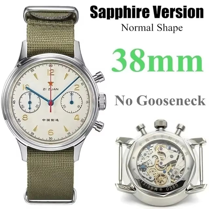 38Mm 40Mm Seagull 1963 Chronograph 21 Zuan with ST19 Movement with Swan Neck Mechanical Watches for Man Sapphire Clocks